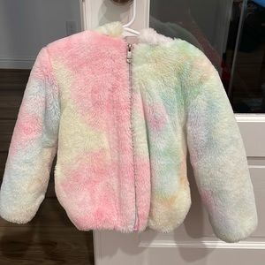 KENSIE GIRL Tie Dye Faux Fur Lined Hooded Coat Size 4